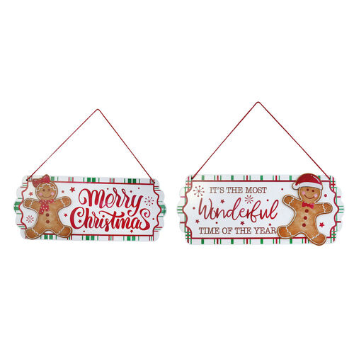Gingerbread Hanging Plaque 1pc 2 Asst