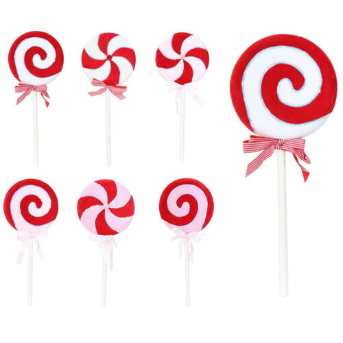 Giant Candy Cane Velvet Lollipop 1pc 6 Asst