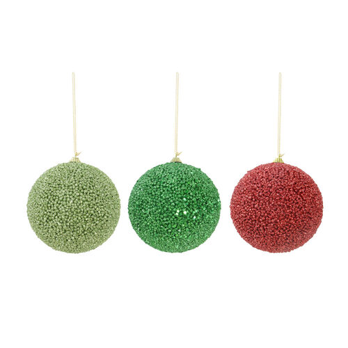 Bauble Glitter 9cm 1pc Mixed