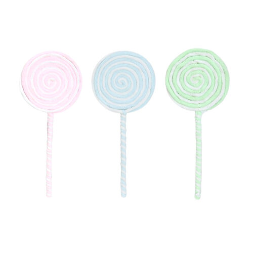 Pastel Plush Candy Lollipop Pick 1pc 3 Asst