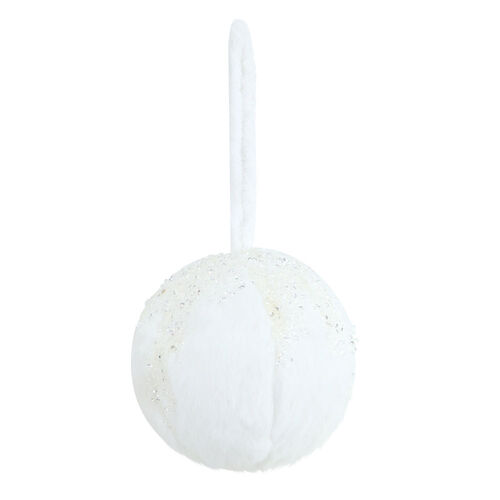 White Furry Bauble 12cm