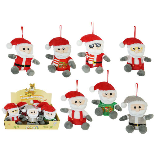 Plush Hanging Santa 15cm Assorted