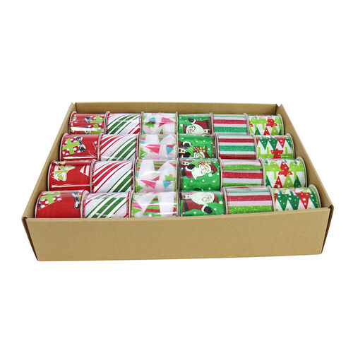 Classic Christmas Ribbon 63mm x 2.7m 6 Assorted