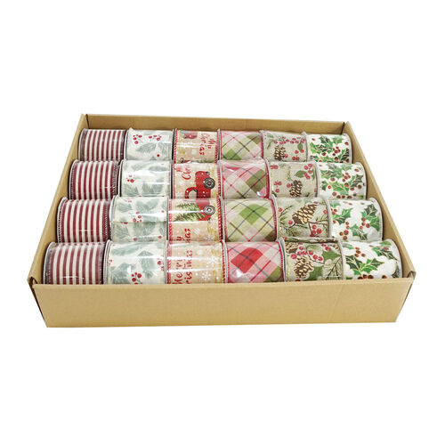 Vintage Christmas Ribbon 63mm x 2.7m 6 Assorted