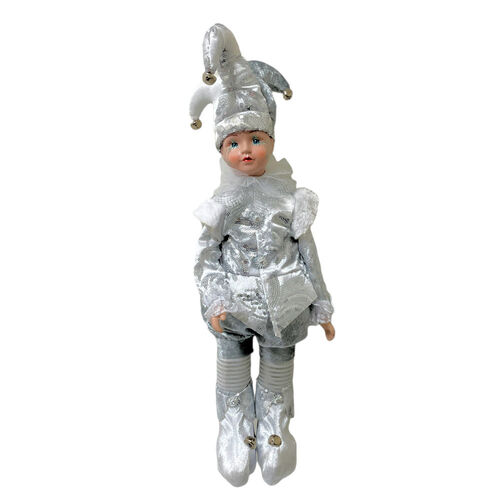Silver Jester Standing Musical Wind Up 43cm