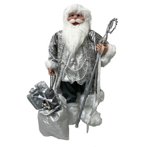 Silver Santa with Sceptre Large 60cm