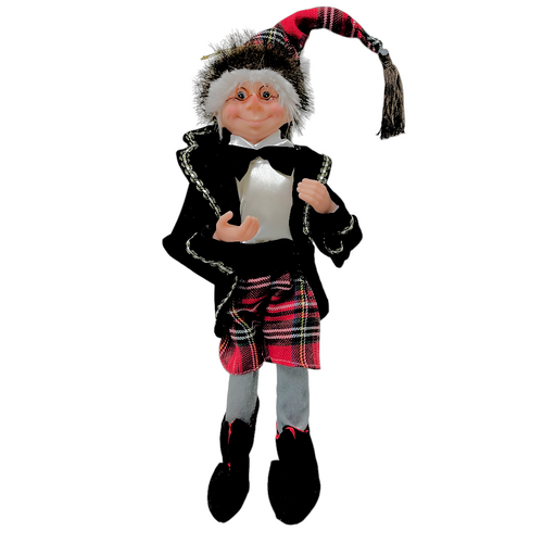 Elf w. Glasses Plaid Red & Black 36cm