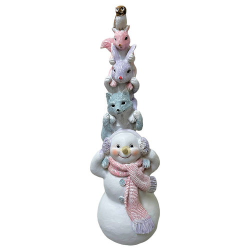 Snowman w. Animals Friends Stack 26cm