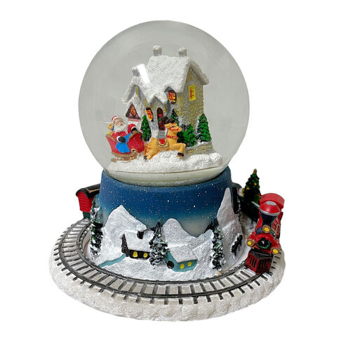 Snow Globe Santa & Reindeer Musical Wind-up