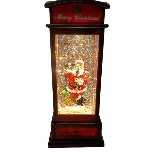 Lantern Phonebooth Santa 25cm