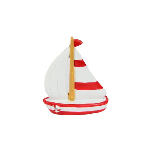 Sailing Boat with Red Stripes 9cm