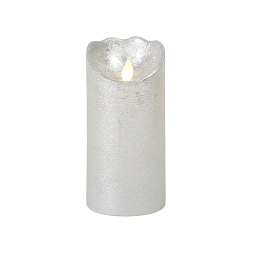 Beacon LED Wax Pillar Candle Silver 15cm