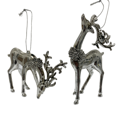 Plastic Silver Deer Decoration 1pc 2A 13.8cm