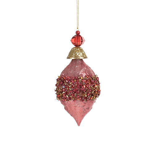 Plastic Burgundy Gold Crusted hanging Cone 12.7cm