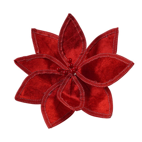 Poinsettia Two Tone Matt Red Clip On 6.5cm