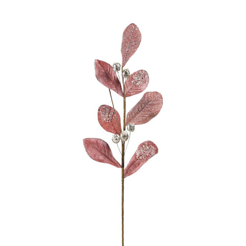 Leaf Branch Dark Pink 73cm