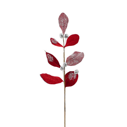 Leaf Branch Red Silver 73cm
