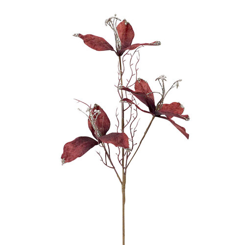 Triple Flower Stem Burgundy 70cm