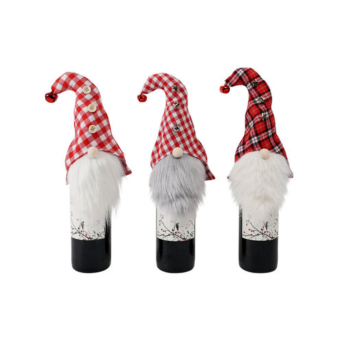 Gingham Santa Head Covers 1pc 3 Assorted 15cm