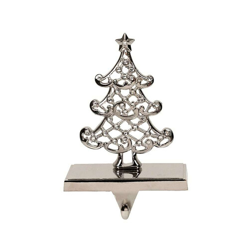 Stocking Holder Metal Tree Silver 19cm