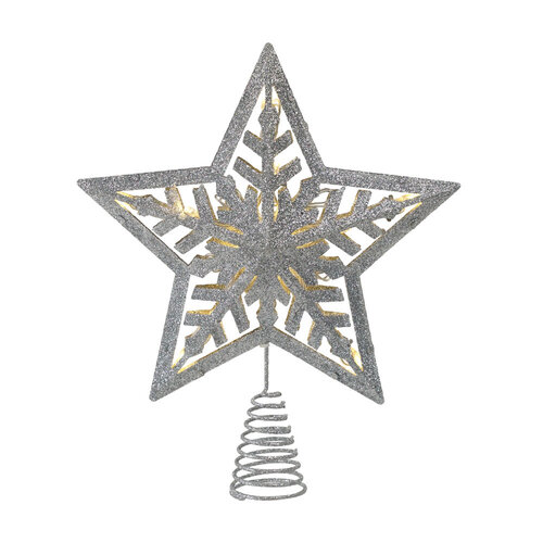LED Star Tree Topper Silver 29cm