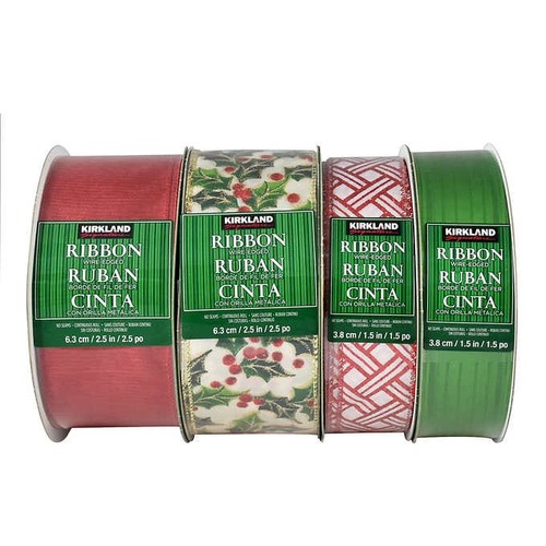 Ribbon Wire Edged 3.8cm x 45m 4 Assorted