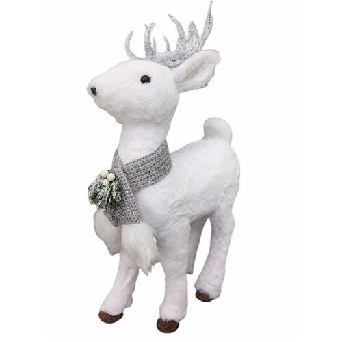 Plush Standing Deer White Grey 53cm | Christmas Complete