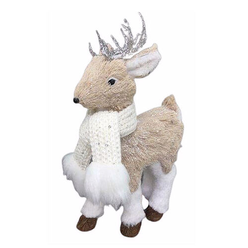 Plush White Scarf Reindeer 31cm