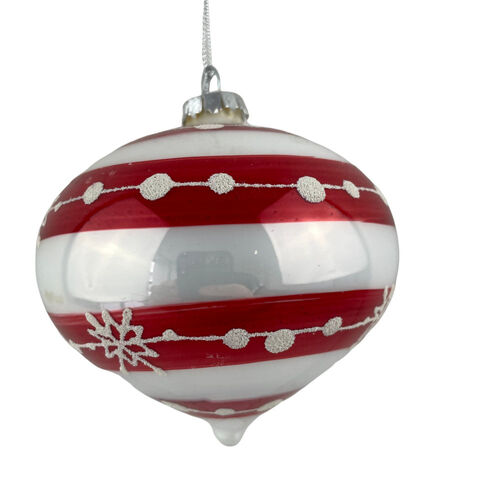 Red White Flake Drop Hanging 10cm