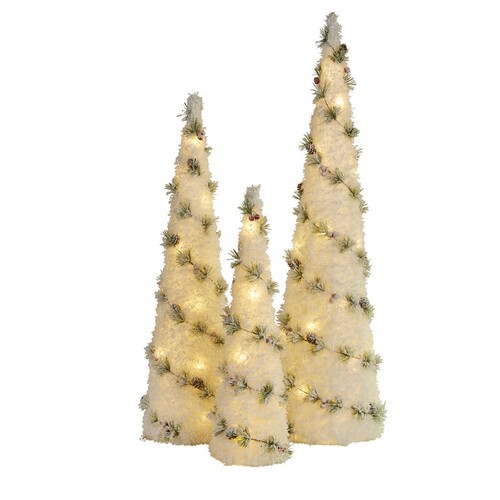 LED Snowy Trees 3 pc Set 100cm