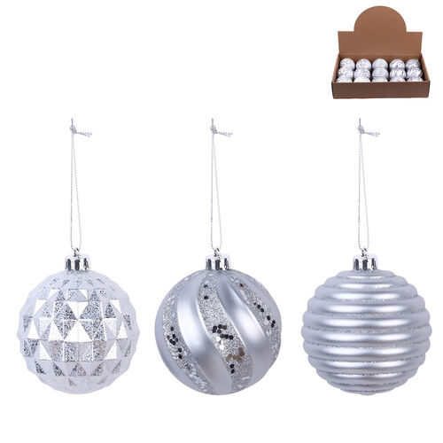 3a Silver Baubles 8cm