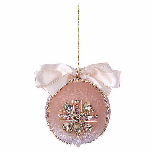 Dusty Pink Velour Jewelled Ball 8cm