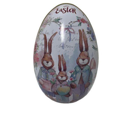 Egg Shape Tin Family Bunny 13cm