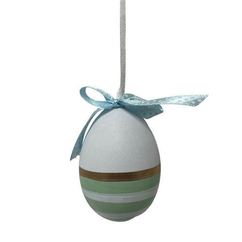 Hanging Egg Mint & White 8cm