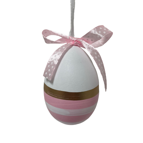 Hanging Egg Pink & White 8cm