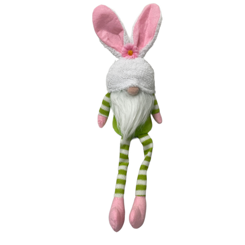 Gnome Bunny Dangly Legs Green 48cm