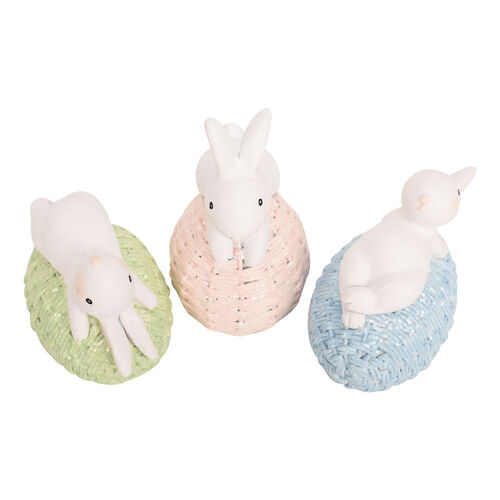 Polyresin Egg & Bunny 12cm 1pc Assorted