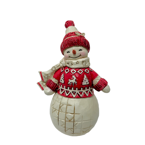 Nordic Snowman in Red Sweater 12cm