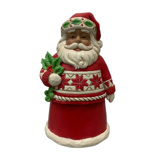 Santa w. Holly 12cm