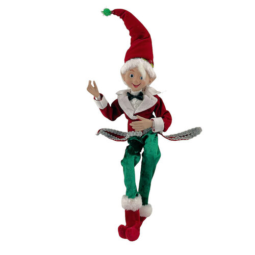 RAZ Country Kitchmas Red/Green Elf Girl 40cm