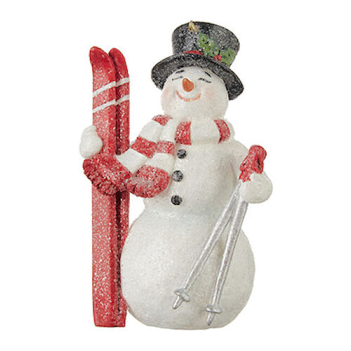 Snowed In Snowman With Skis 12cm