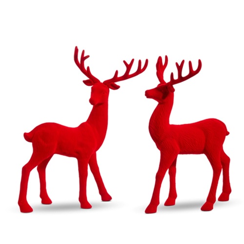 Red Flock Reindeer Asst 33cm