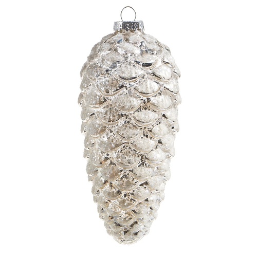 White Glittered Pinecone 15cm