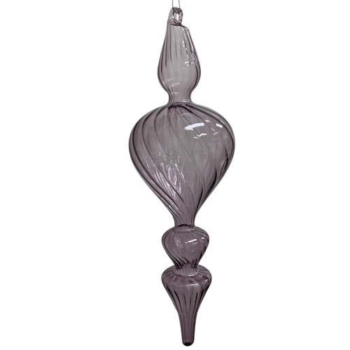 Amethyst Glass Finial Heart 27cm