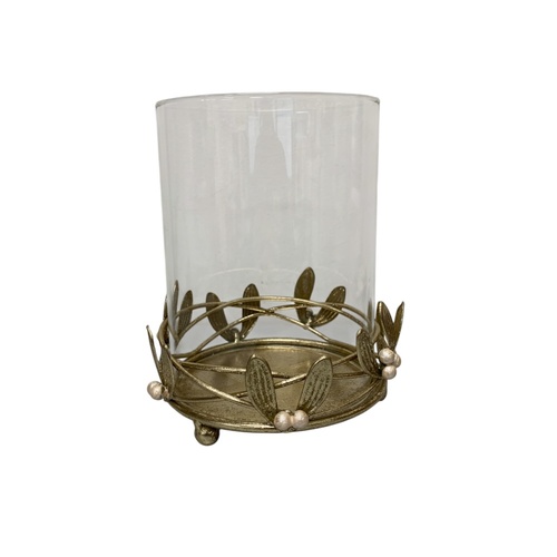 Golden Mistletoe Candle Holder 18cm
