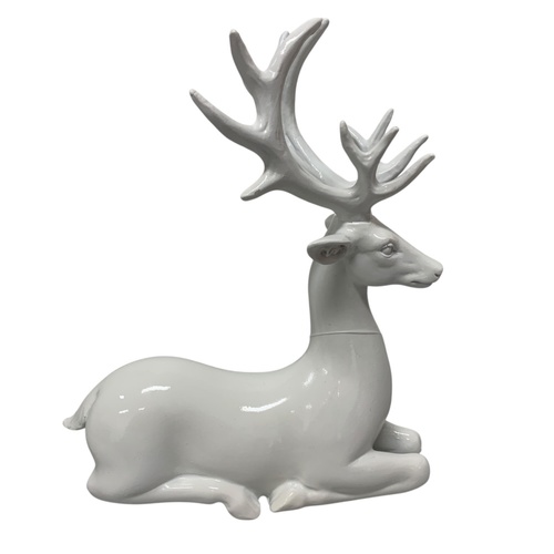Sitting White Deer 21cm