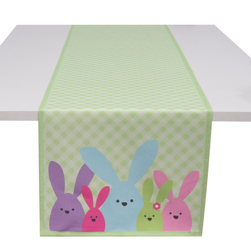 Cute Bunny & Gingham Easter Table Runner 180cm