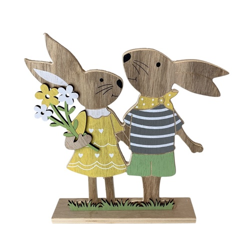 Wooden Bunny Couple 23cm