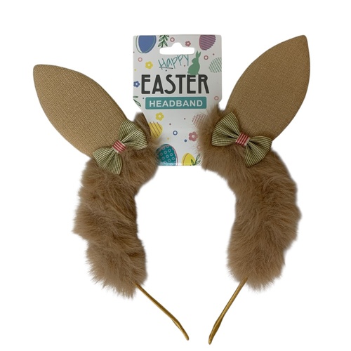 Furry Bunny Headband Coffee