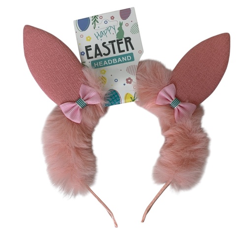 Furry Bunny Headband Pink